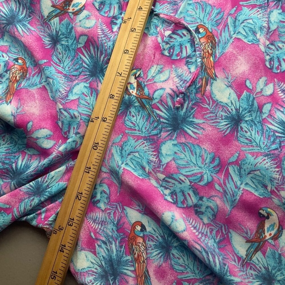 Margaritaville Large Pink Tropical Parrot Print Wide Leg Pull On Pants Palazzo - Picture 13 of 15